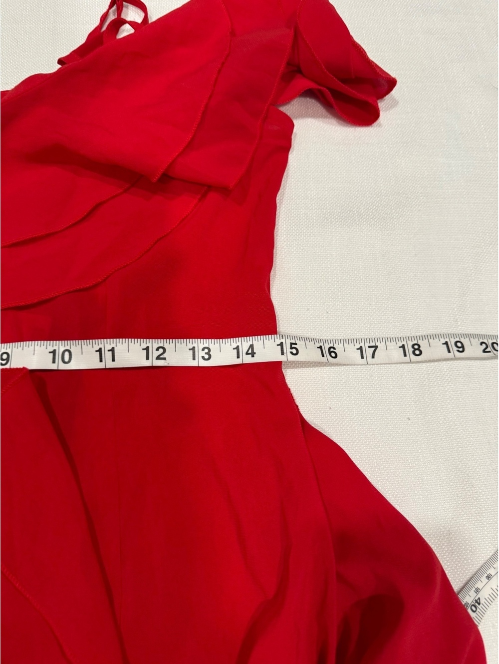 NWT PrettyLittleThing Red Cold Shoulder Ruffle Maxi Dress Size 8 - Picture 9 of 9